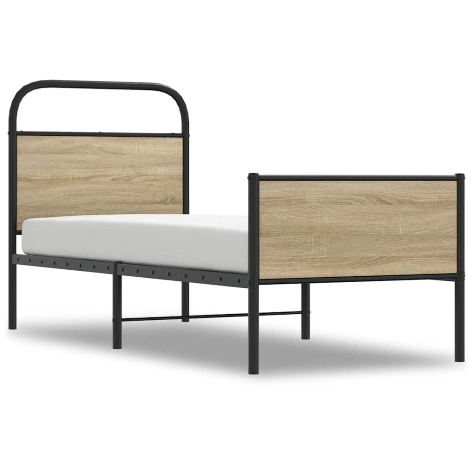 Estructura de cama sin colchón 90x190 cm madera roble