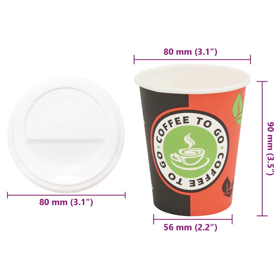 Vasos de café de papel con tapa 1000 uds 8oz