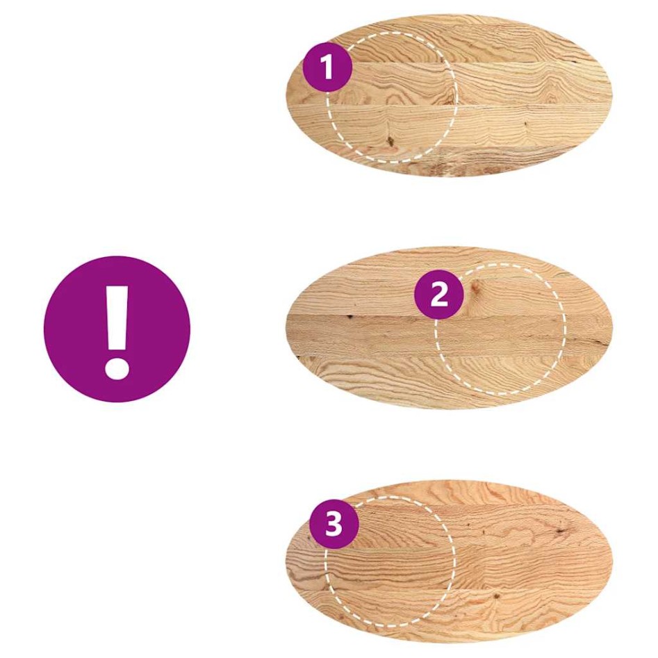 Tablero de mesa ovalado madera maciza de roble 120x60x2