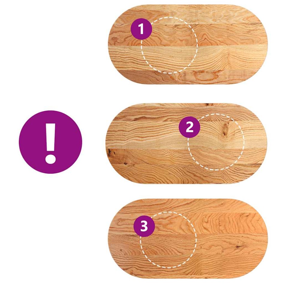 Tablero de mesa ovalado madera maciza de roble 100x50x2