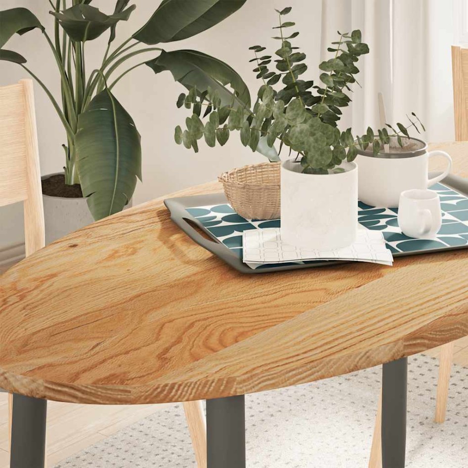Tablero de mesa ovalado madera maciza de roble 120x60x2