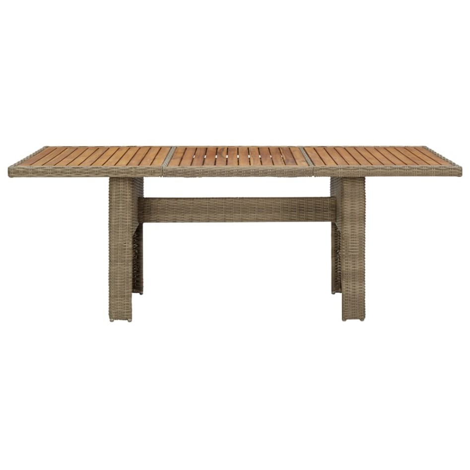 Mesa de comedor de jardín ratán sintético marrón 200x100x74