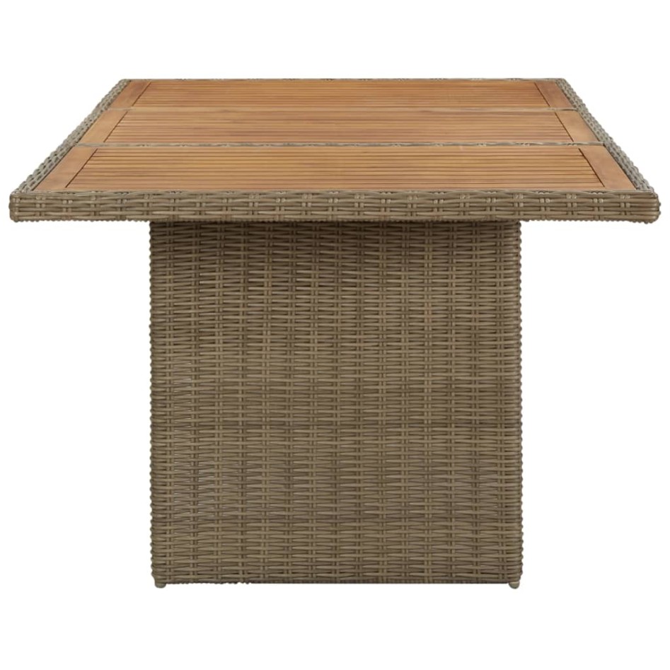Mesa de comedor de jardín ratán sintético marrón 200x100x74