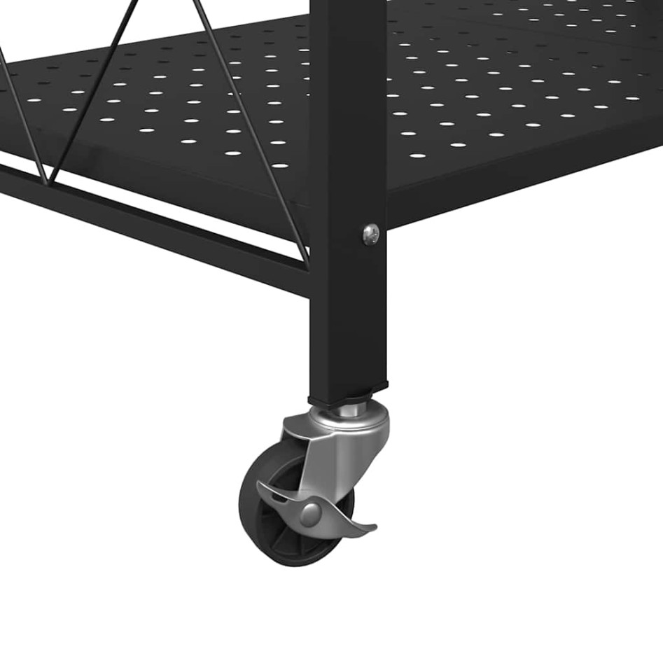 Estantería de almacenaje con ruedas de acero negro 71x34x88