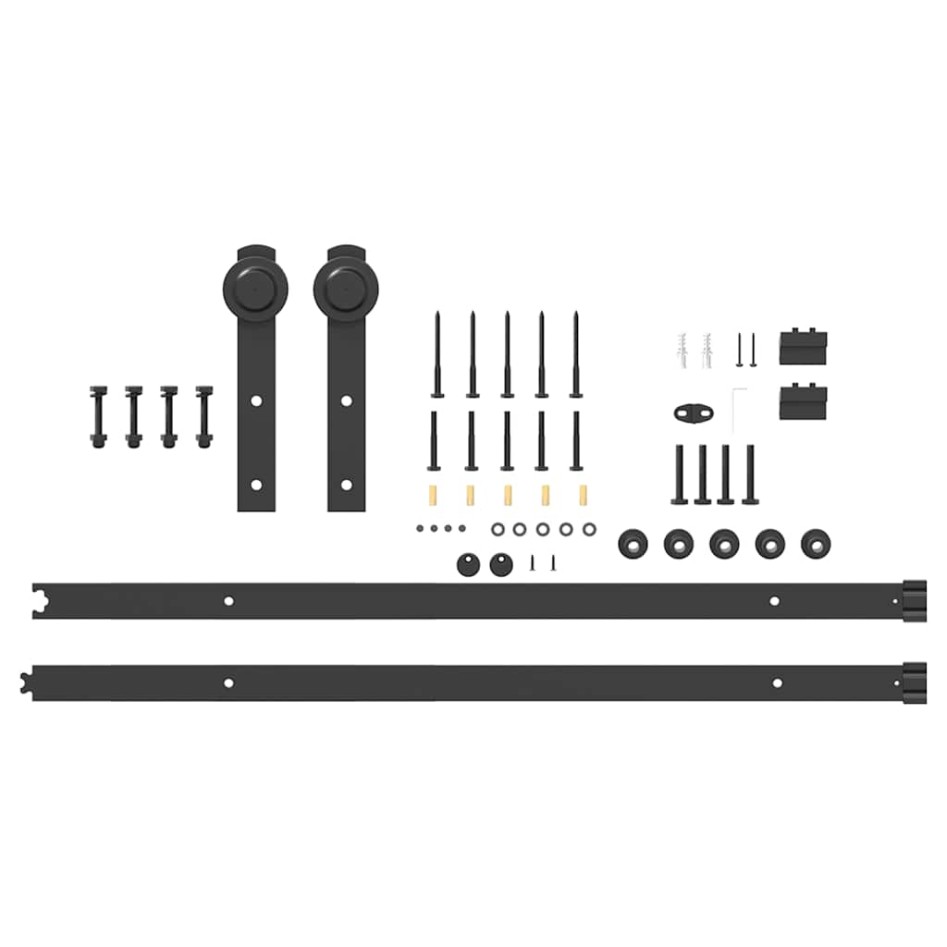 Kit de herrajes para puertas correderas acero negro 213,5