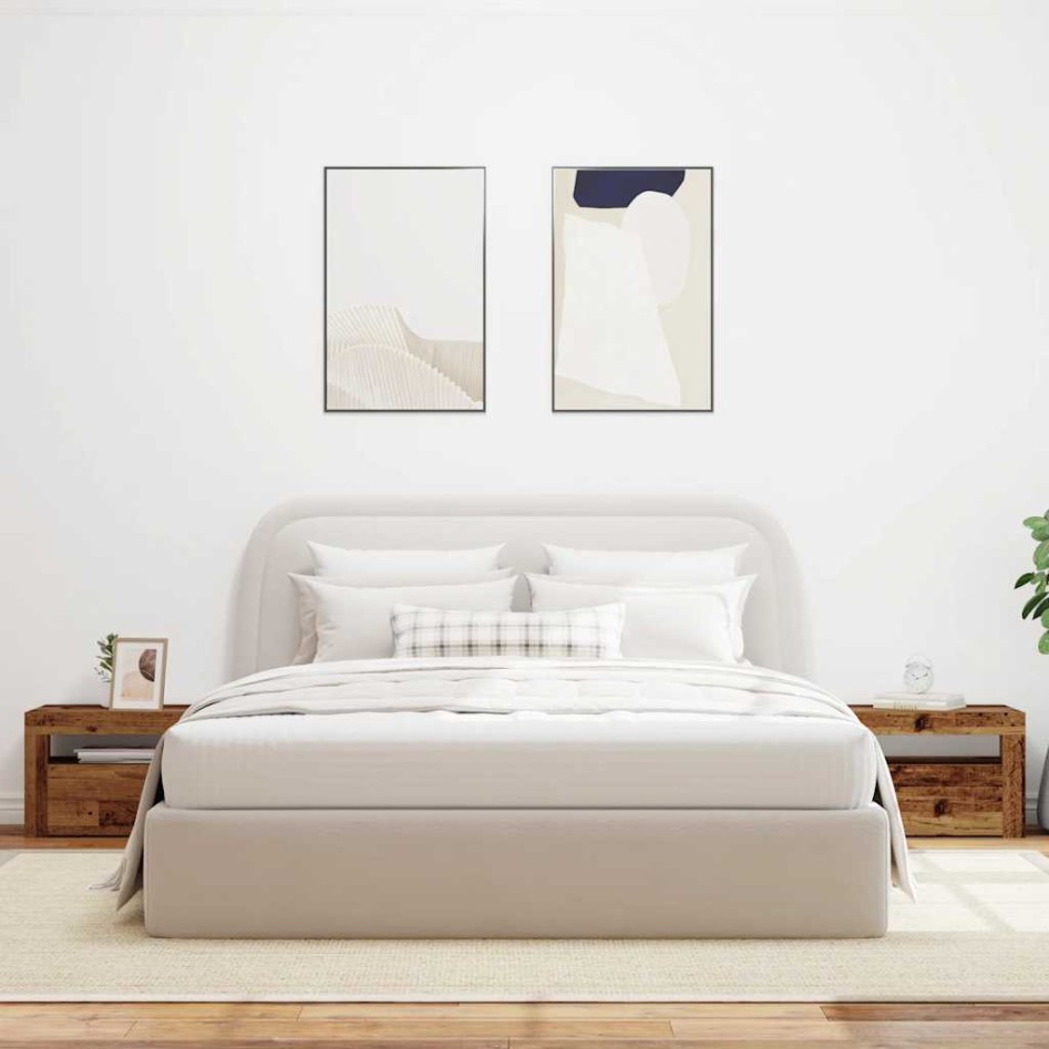 Mesitas de noche con luces LED 2 uds madera vieja 60x35x40