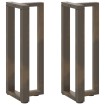 Patas mesa consola forma T 2 uds acero natural 38x25x(72-73) cm