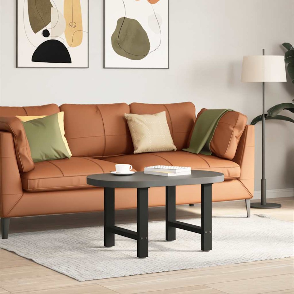 Patas de mesa de centro acero negro 2 uds 60x(42-43)