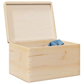 Caja de madera con tapa madera maciza de pino 40x30x23