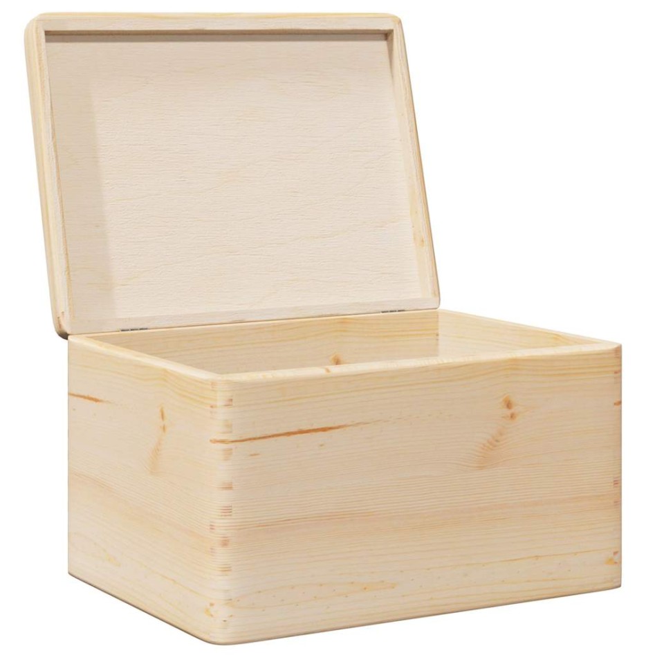 Caja de madera con tapa madera maciza de pino 40x30x23