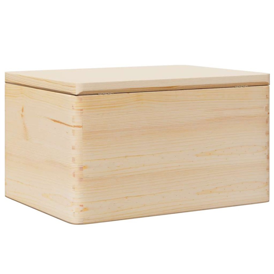 Caja de madera con tapa madera maciza de pino 40x30x23