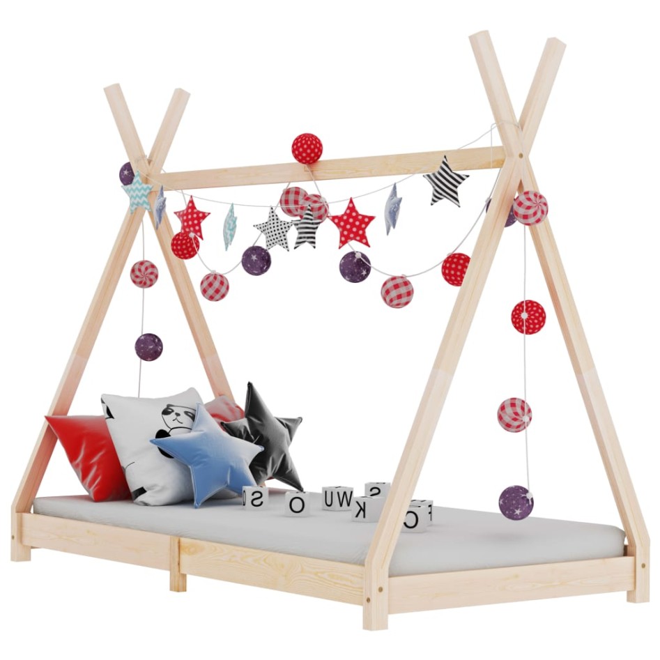 Estructura de cama infantil de madera maciza de pino 90x200