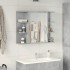 Armario de espejo de baño contrachapada gris 80x20,5x64