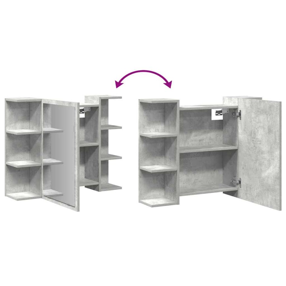 Armario de espejo de baño contrachapada gris 80x20,5x64