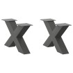 Patas de mesa centro forma X 2uds acero antracita 50x(30-31) cm
