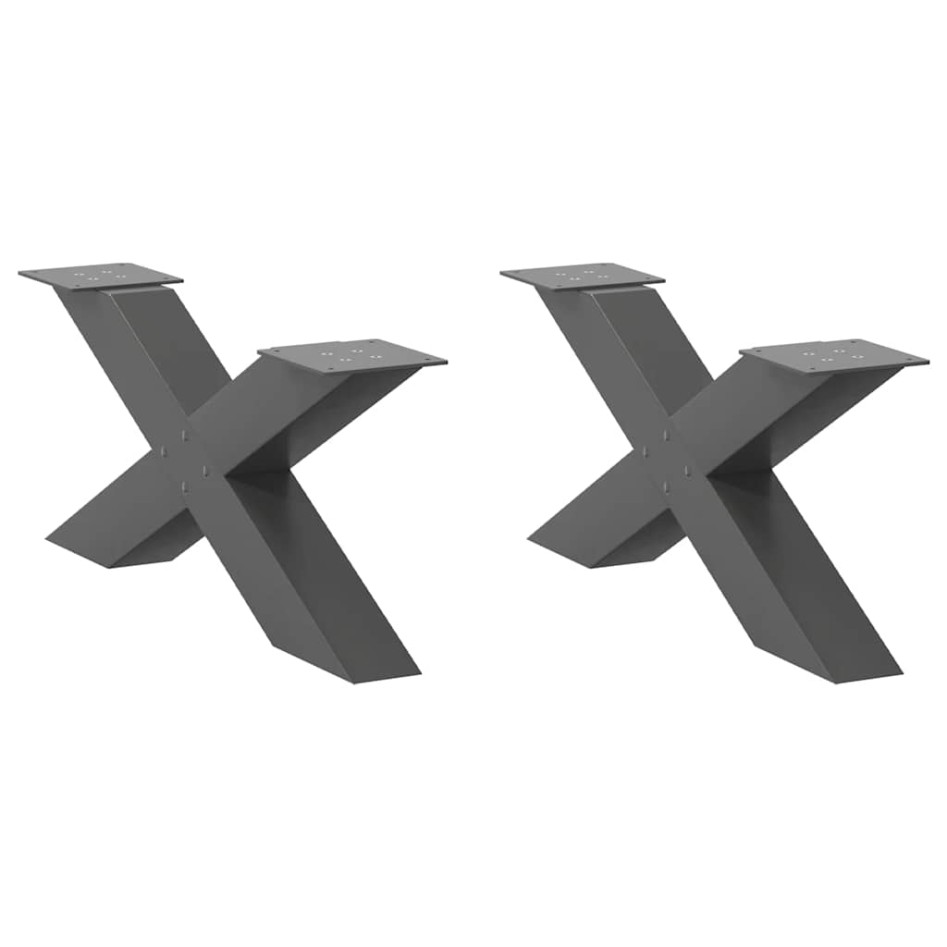 Patas de mesa centro forma X 2uds acero antracita 70x(30-31)