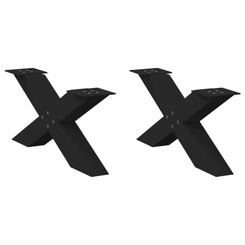 Patas de mesa de centro forma X 2uds acero negro 70x(30-31)