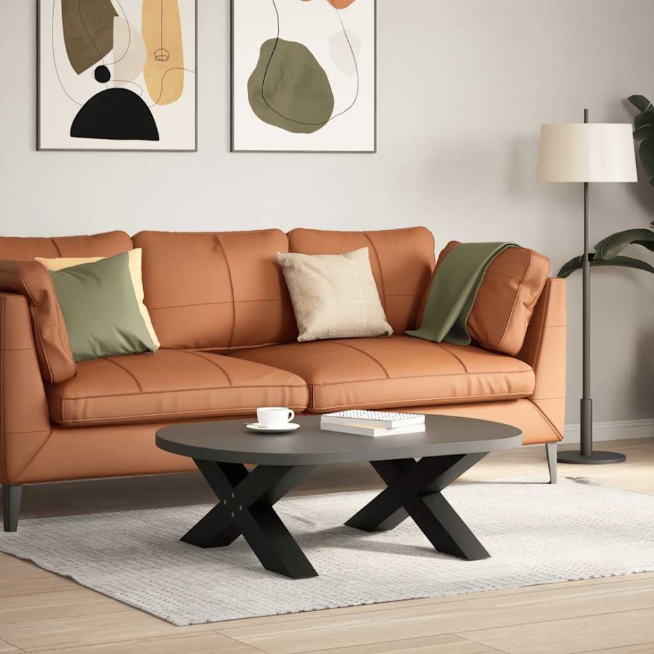 Patas de mesa de centro forma X 2uds acero negro 70x(30-31)