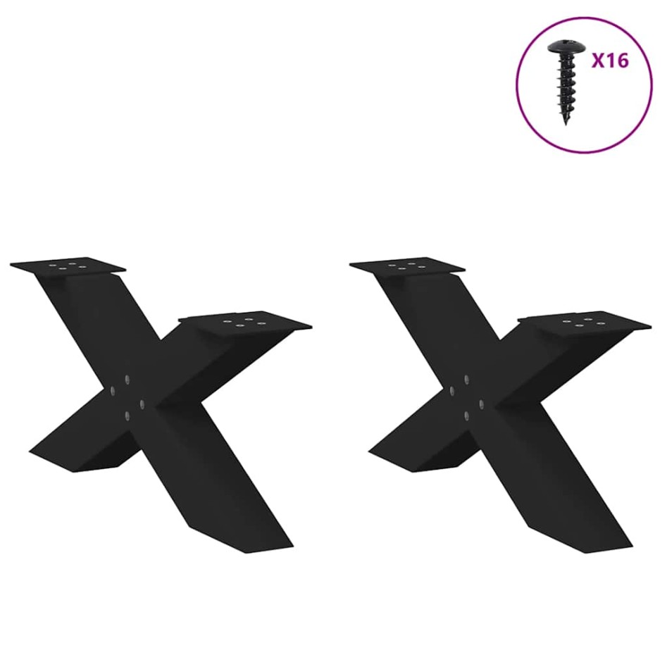 Patas de mesa de centro forma X 2uds acero negro 70x(30-31)