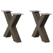 Patas de mesa centro forma X 2uds acero natural 50x(42-43) cm