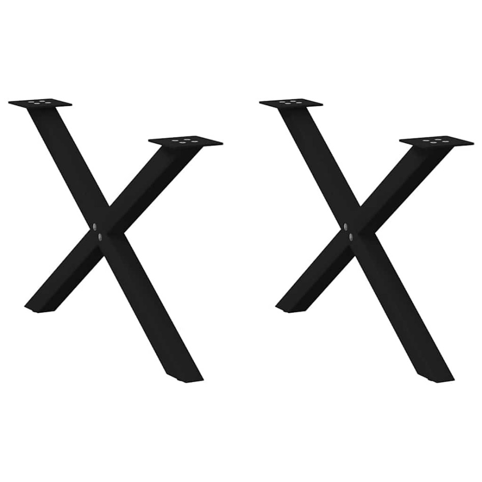 Patas de mesa de centro forma X 2uds acero negro 70x(42-43)