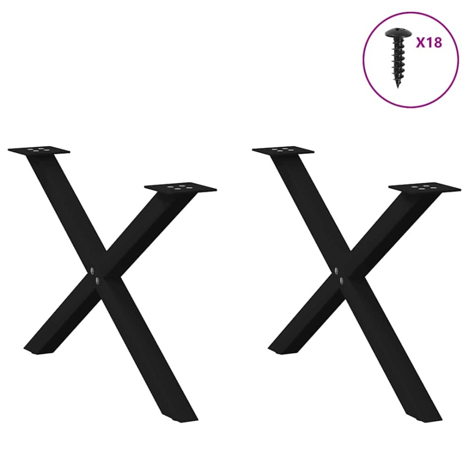 Patas de mesa de centro forma X 2uds acero negro 70x(42-43)