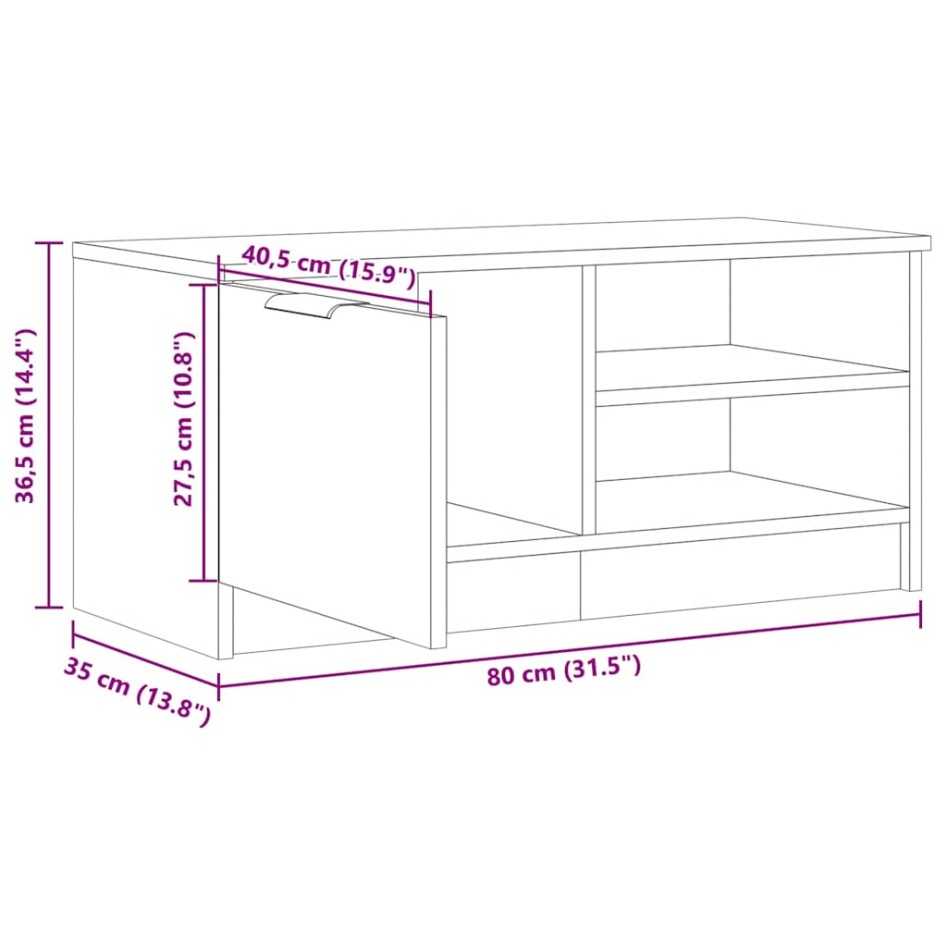 Mueble de TV madera de ingeniería roble artisan 80x35x36,5