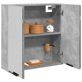 Armario de espejo de baño contrachapada gris 64x20x66,5