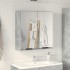 Armario de espejo de baño contrachapada gris 64x20x66,5