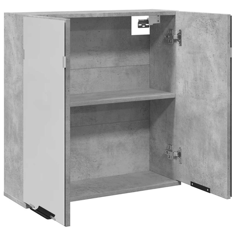 Armario de espejo de baño contrachapada gris 64x20x66,5