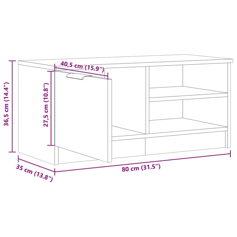 Mueble para TV madera contrachapada envejecida 80x35x36,5