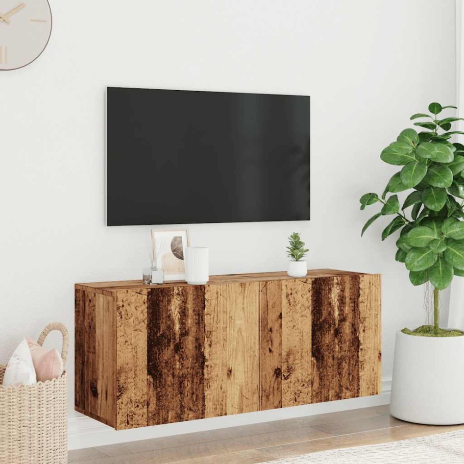 Mueble de TV de pared madera envejecida 100x30x41