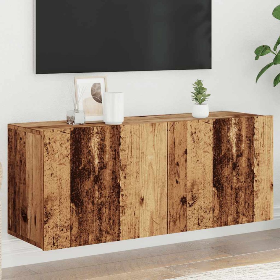 Mueble de TV de pared madera envejecida 100x30x41