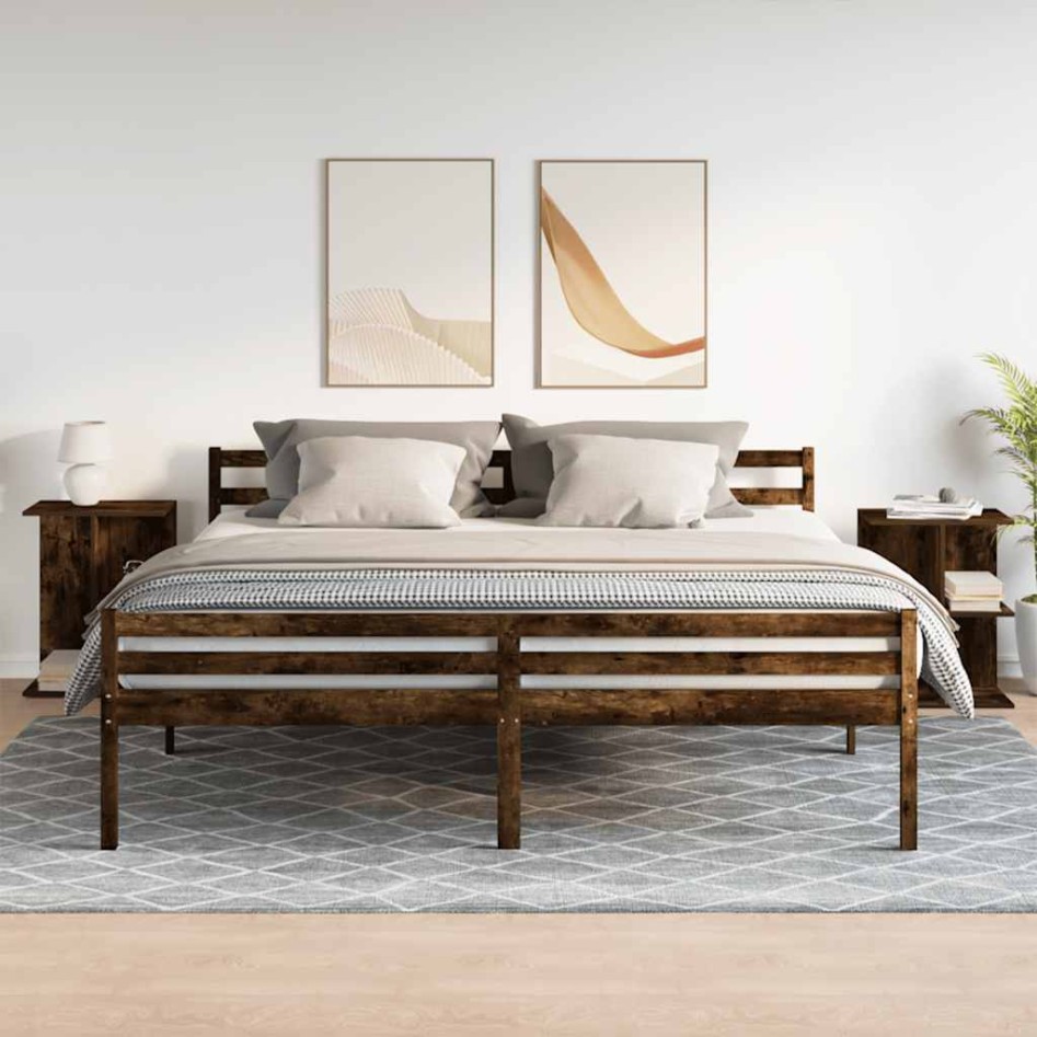 Mesita noche 2 uds madera ingeniería roble ahumado