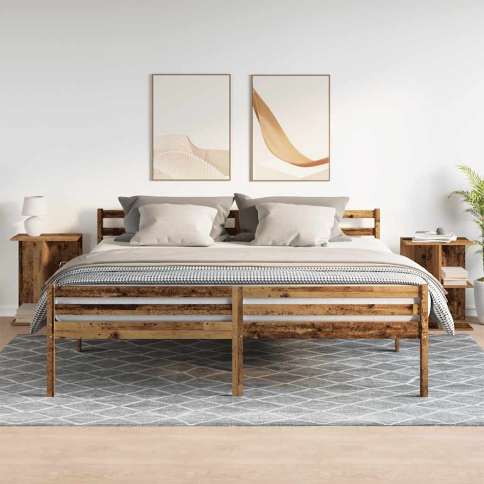 Mesitas noche 2 uds madera ingeniería envejecida 46,5x29x61