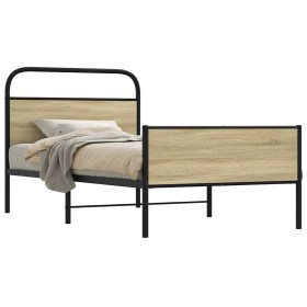 Estructura de cama sin colchón 100x190 cm madera roble