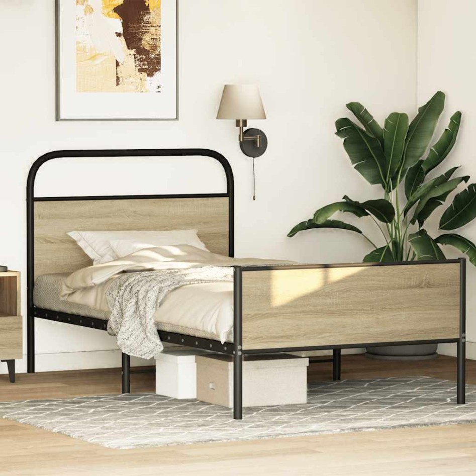Estructura de cama sin colchón 100x190 cm madera roble