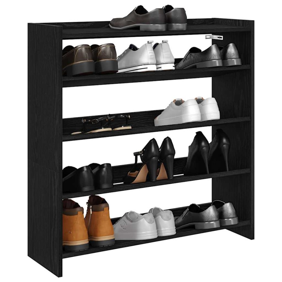 Mueble zapatero madera contrachapada negro 80x25x81