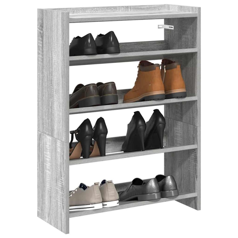 Mueble zapatero madera contrachapada gris sonoma 60x25x81