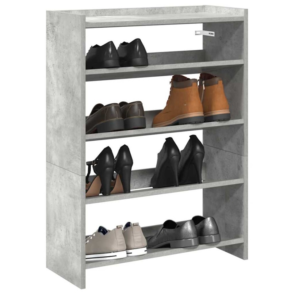 Mueble zapatero madera contrachapada gris hormigón 60x25x81