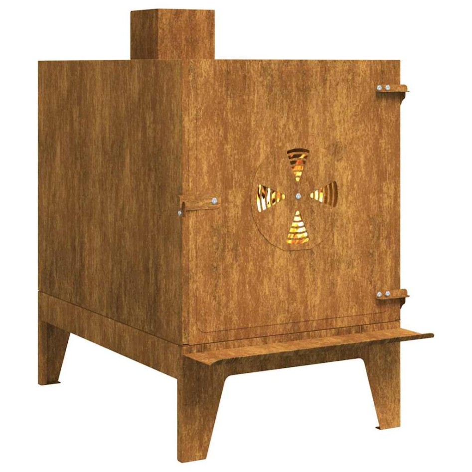 Estufa de camping de acero corten 35x50x60