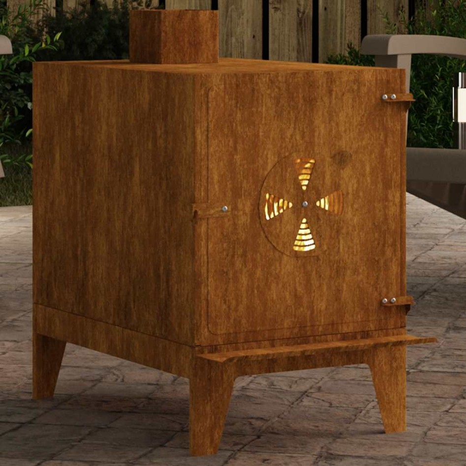 Estufa de camping de acero corten 35x50x60