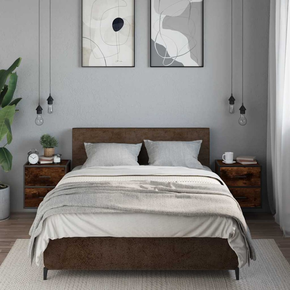 Mesitas de noche pared 2 uds color roble ahumado 40x31x39,5