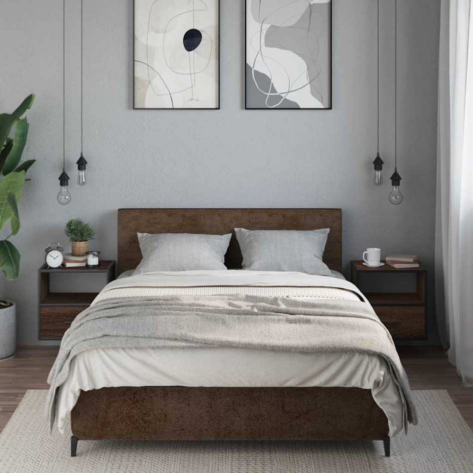 Mesitas de noche pared 2 uds color roble marrón 40x31x39,5