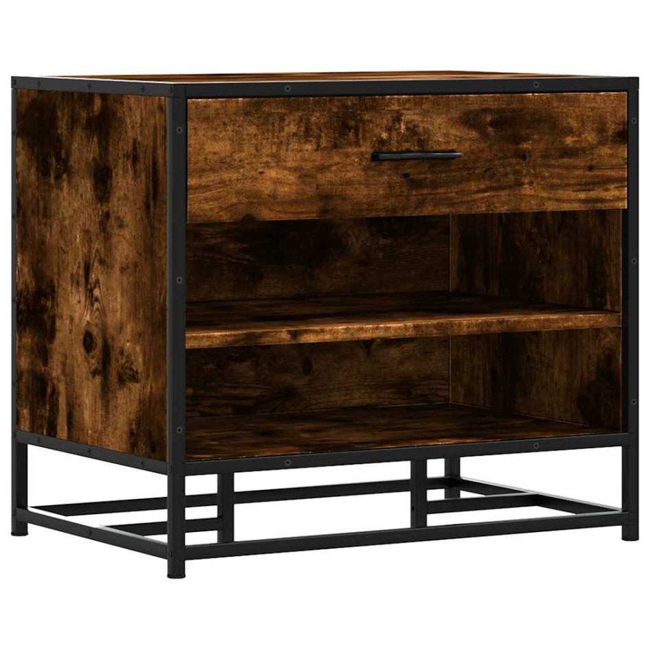 Banco zapatero madera de ingeniería roble ahumado 60x40x53,5