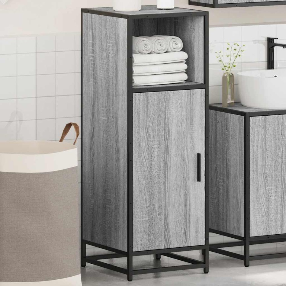 Armario de baño madera contrachapada gris sonoma 35x37,5x100