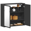 Armario de baño con espejo madera ingeniería negro 65x20x60 cm
