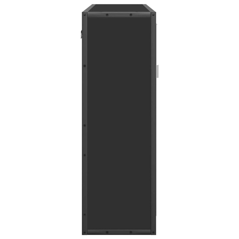 Armario de baño con espejo madera ingeniería negro 65x20x60