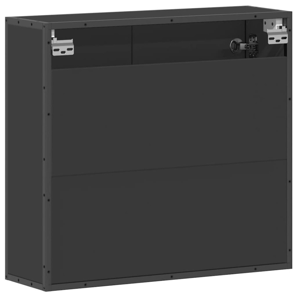 Armario de baño con espejo madera ingeniería negro 65x20x60