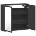 Armario de baño con espejo madera ingeniería negro 65x20x60